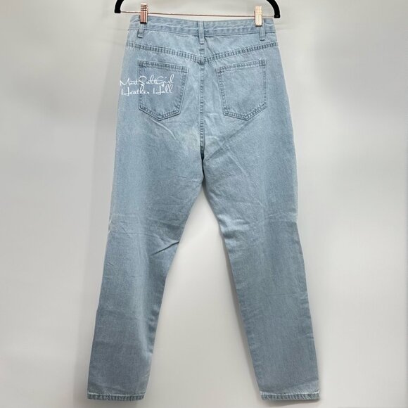 Shein Distressed Light Blue Ultra High-Waisted Denim Jeans 6 - Picture 2 of 5